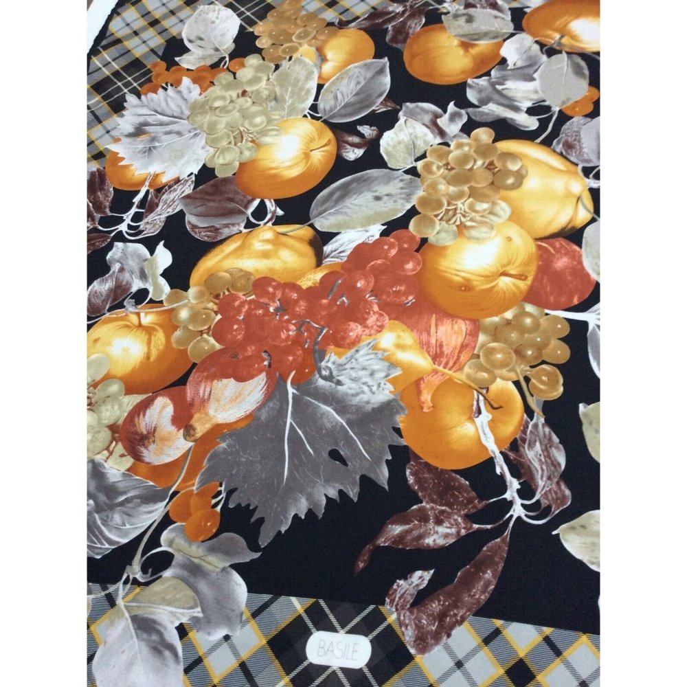 BASILE Gray Fruit Print Silk Scarf  Made In Italy "35/34,5" EX COND - Picture 8 of 11